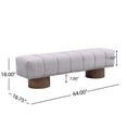 thumbnail image 3 of 64"Upholstered Dining Bench, No-Assembly End of Bed Entryway Bench Ottoman for Bedroom Living Room, 300 LBS Weight Capacity (Light Gray), 3 of 9