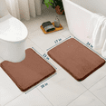 thumbnail image 2 of ComfiTime 2 Piece Bathroom Rugs Set – Thick Memory Foam, Non-Slip Bath Mat, Soft Plush Velvet Top, Ultra Absorbent, Small, Large & Long Rugs for Bathroom Floor, Brown, 17*24 & U, 2 of 10