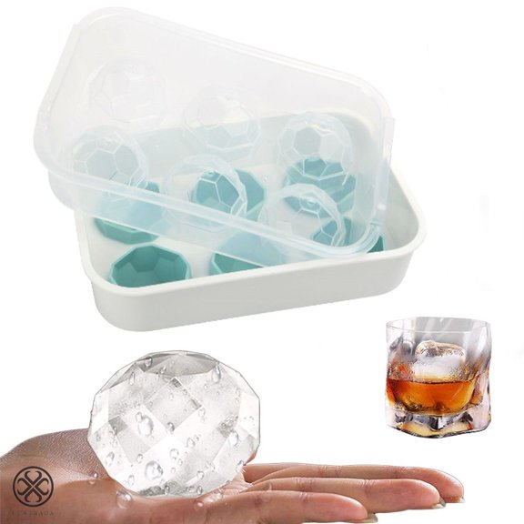 Luxtrada Ice Ball Trays - Large Ice Cube Tray Spheres Ice Ball Molds Reusable Spherical Ice Maker with Removable Lids for Whiskey Chilling Wine Cocktail Beverages Juice (Six sphere molds)