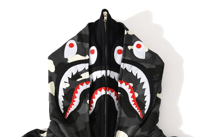 BAPE Shark Cotton Hoodie Street Fashion Camouflage Double Hooded Jacket,CAMO  Black 