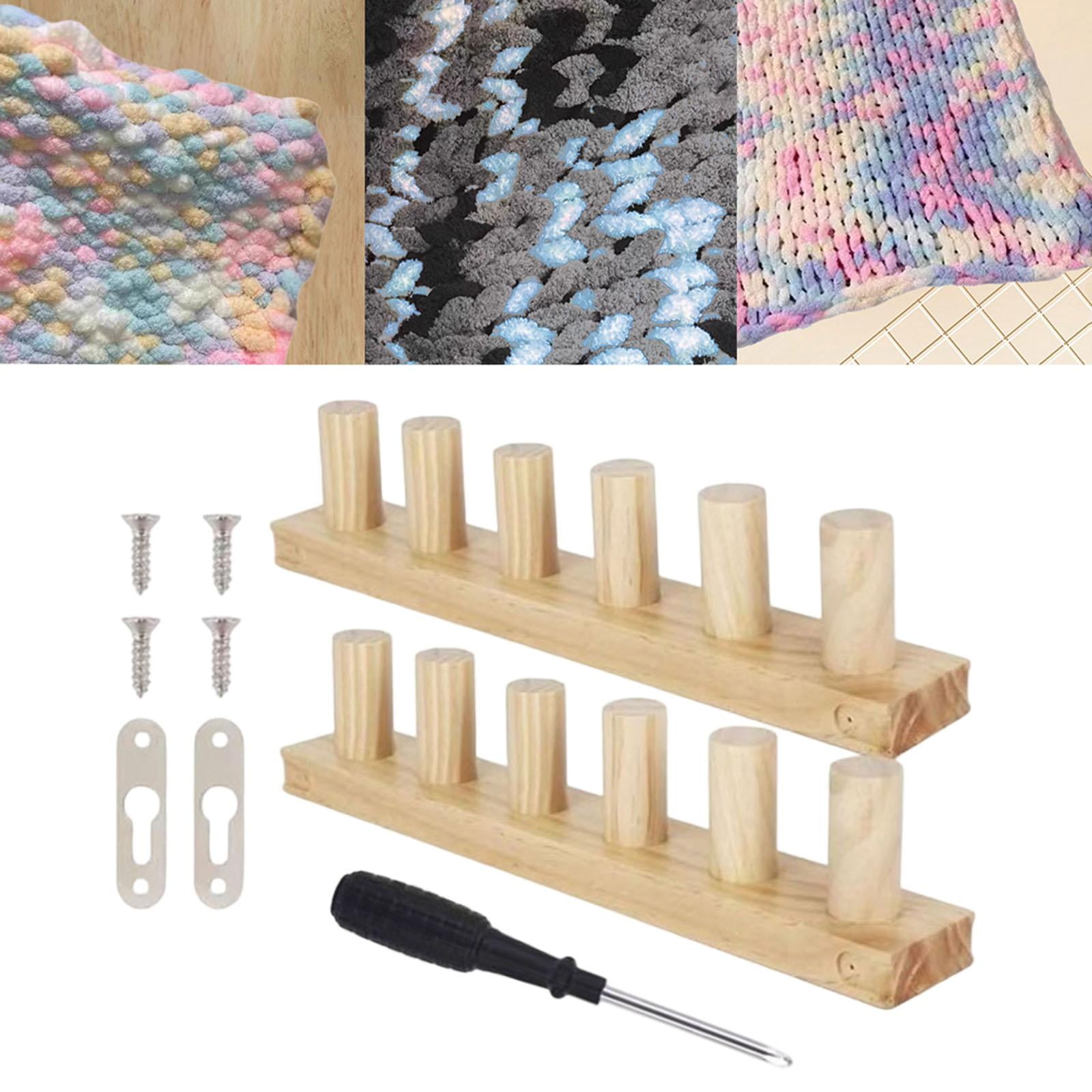 Wooden Knitting Loom Kit Weaving Loom Chunky Yarn Blanket Adjustable Wooden Frame for Beginners and Hobbyists
