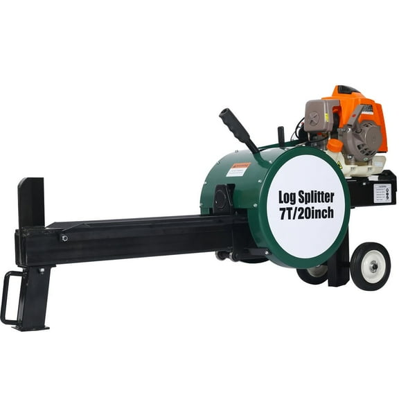 GVN Double Flywheel Electric Log Splitter 7-Ton Compact Horizontal Gas Log Splitter With Auto Return 20In,Portable 63Cc Engine Firewood Splitting Forestry Harvesting