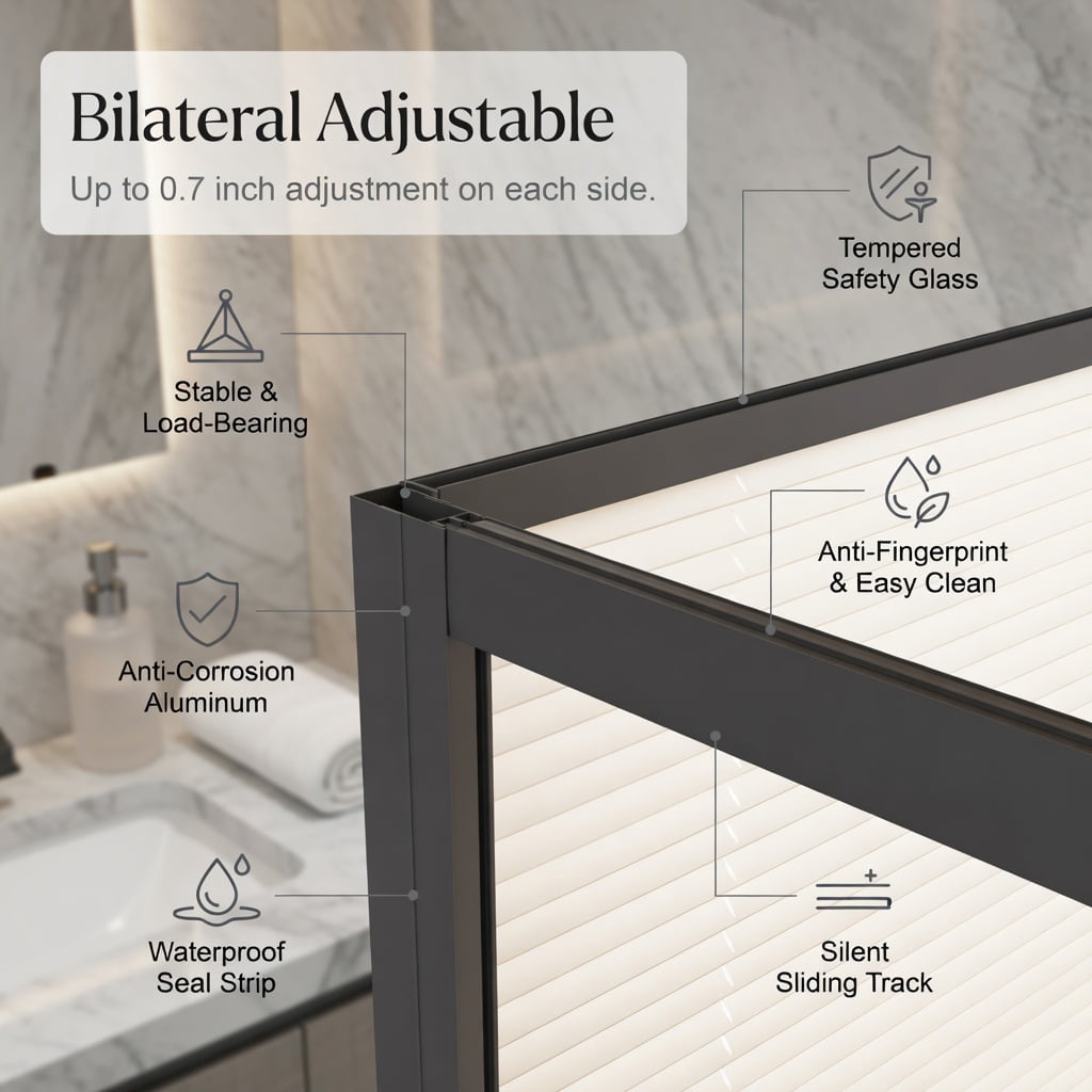 Hommoo Neo-Angle Sliding Shower Enclosure 36" x 72", 1/4" Clear Tempered Glass Diamond Shower Door, Dual Roller System & Stainless Steel Handles, Black & Transparent