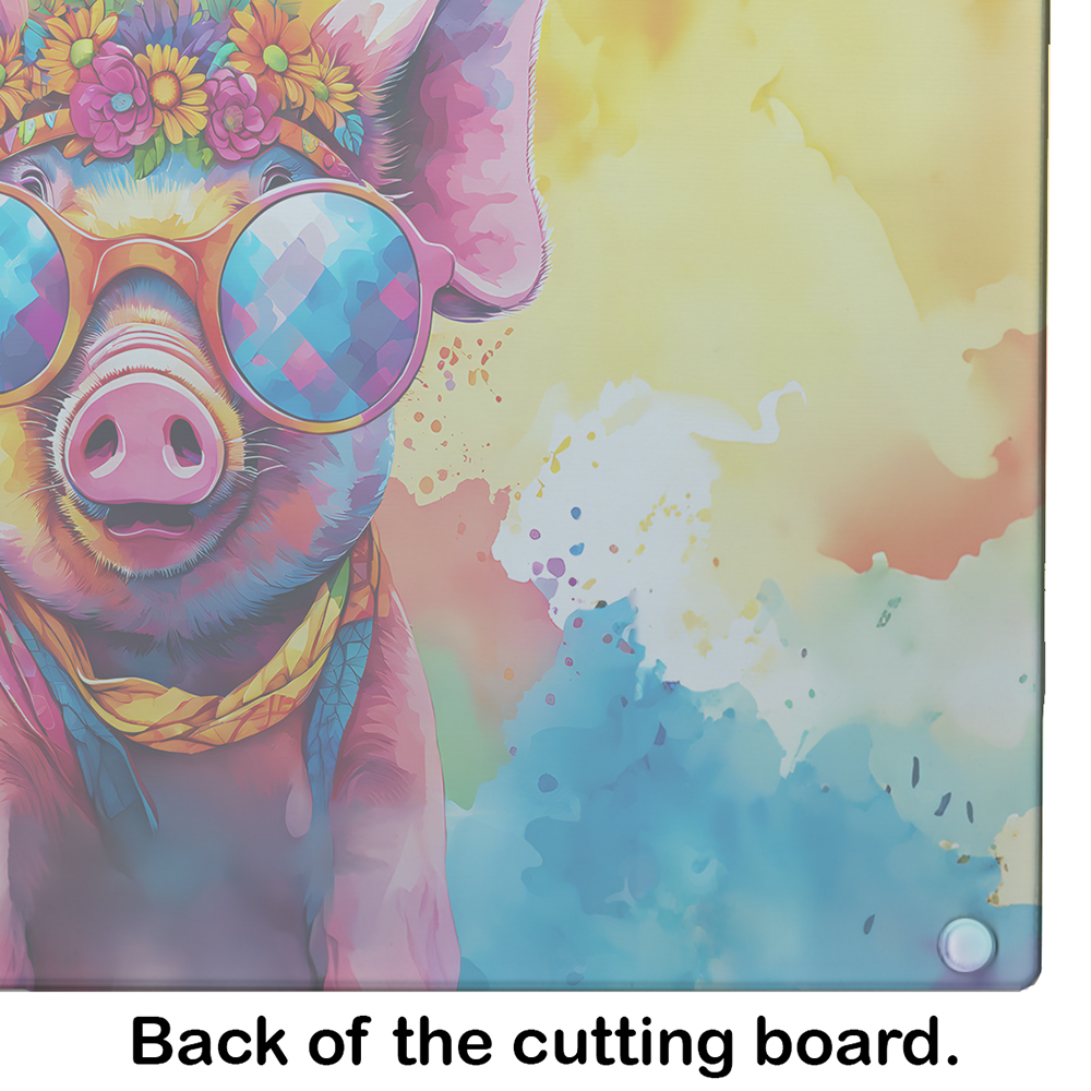Carolines Treasures DAC4026LCB 15 x 12 in. Hippie Animal Pig Glass Cutting Board