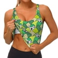 thumbnail image 4 of Haiem Cartoon Koala Bear and Leaf Pattern Womens Sports Bra - U Neck Padded Low Impact Yoga Bra Workout Crop Top Gym Moisture-Wicking Workout Vest -Large, 4 of 9