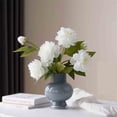 thumbnail image 4 of Jarrón de cerámica con peonías de caramelo blanco, adorno decorativo for sala de estar, mesa de comedor china, flores artificiales, 4 of 4