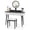 White and Black, variant on 47 Inch Modern Makeup Vanity Desk Set with 3 Color Round LED Mirror, Dressing Table with 4 Storage Drawers & Padded Stool for Bedroom,White and Black