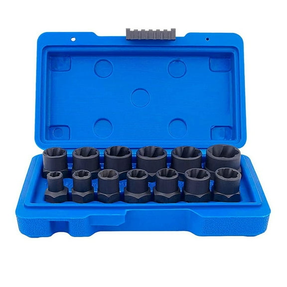 UNTERING Nut Extractor 13Pcs Impact Damaged Bolt Nut Screw Remover Extractor Socket Tool Kit Removal Set Bolt Nut Screw Removal Socket Wrench