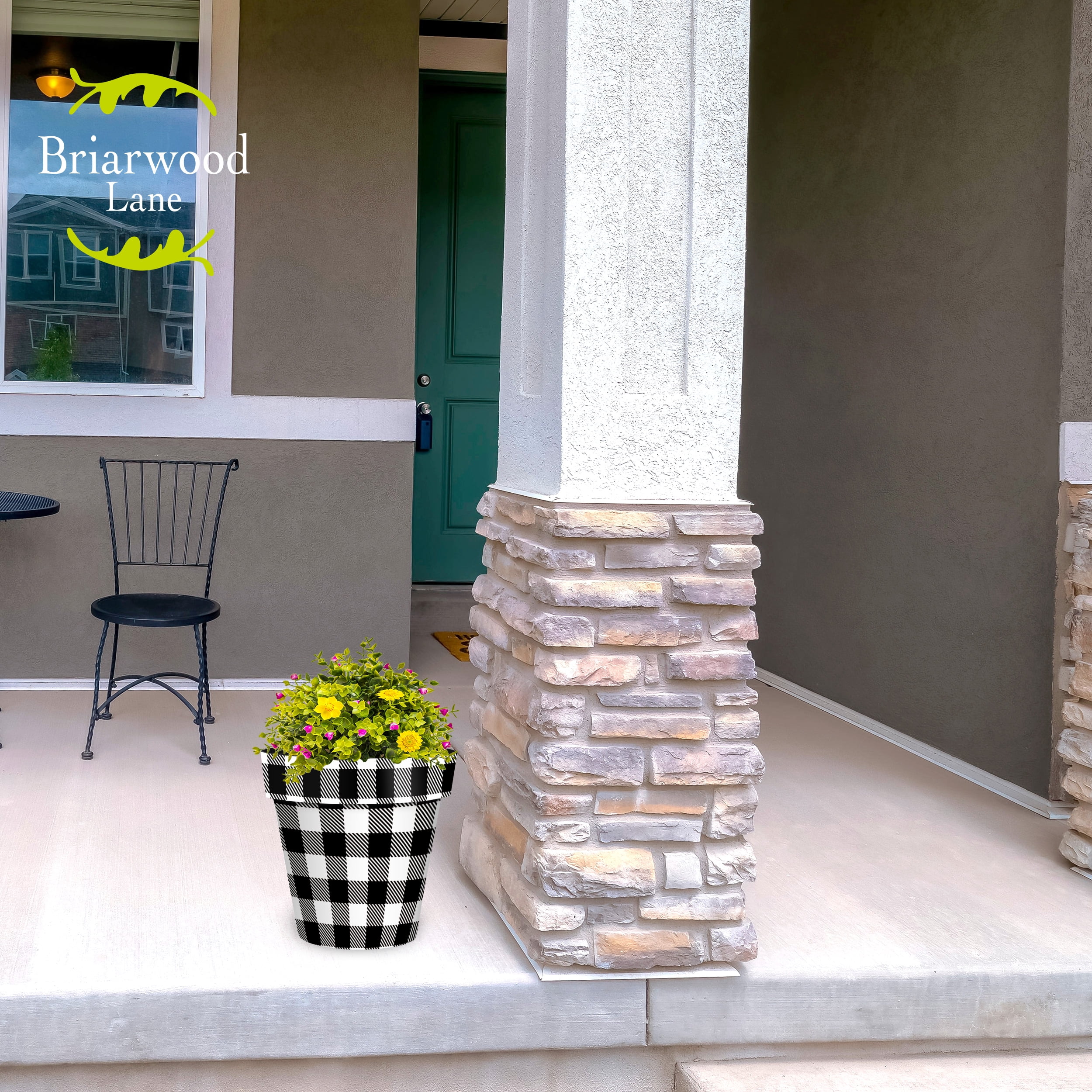 Briarwood Lane Everyday Planter 11.75" x 11" x 11" Black and White Buffalo Check Medium Planter