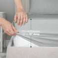 thumbnail image 4 of Soft Lightweight 400TC 100% Cotton Sateen Bed Sheet Set – 3-Piece Twin – Light Grey, 4 of 8