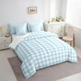 thumbnail image 3 of Homewish Blue Plaid Bedding Comforter Set 7 Pieces, Geometric Buffalo Grid Full Bedding Set, Cute Checkered Fitted Sheet Flat Sheet, Microfiber Bedroom Decor, 3 of 8