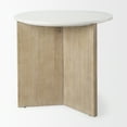 thumbnail image 5 of Enzo Marble Tabletop w/ Fluted Light Wood Base Foyer Accent Table, 5 of 6