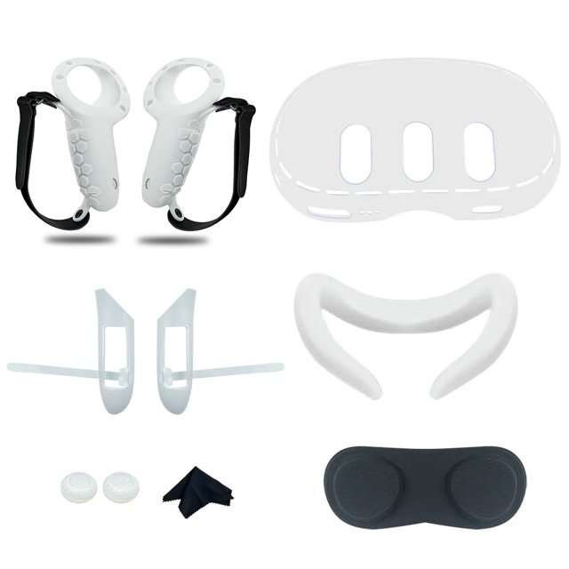 Cubierta Silicona 10 en 1 Cubierta Controlador Cubierta Carcasa VR para Meta Quest 3 (blanco)