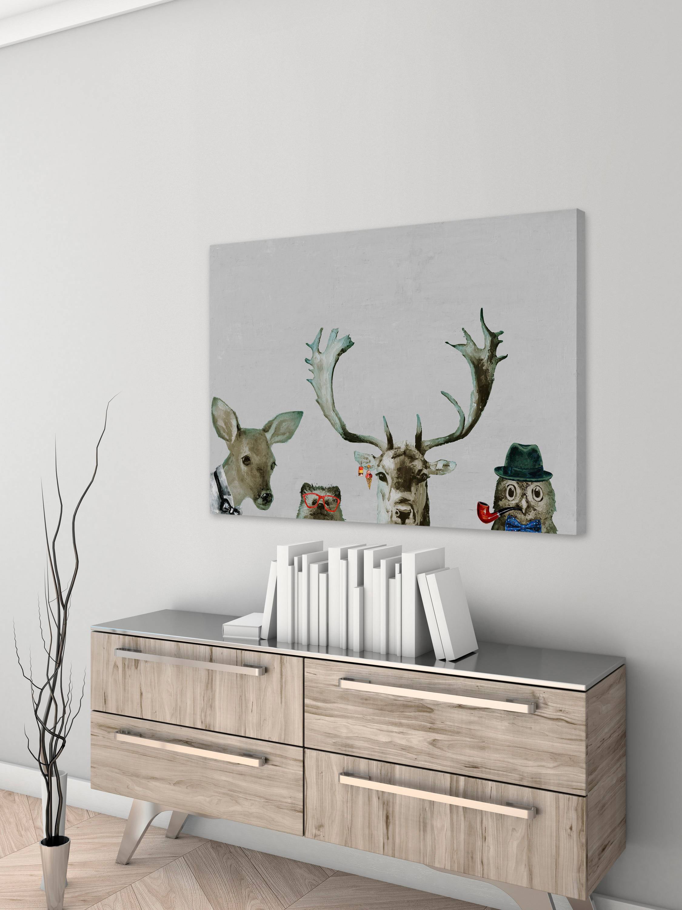 Too Cool for the Party in Gray Painting Print on Wrapped Canvas