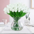 thumbnail image 4 of White Fake Tulips Artificial Flowers - Artificial White Tulips Faux Flowers with Stems for Home Wedding Hotel Office Centerpiece Decor, 4 of 5