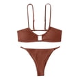 thumbnail image 4 of CEHVOM Women Split Swimsuit Show Waist Solid Color Bikini, 4 of 5
