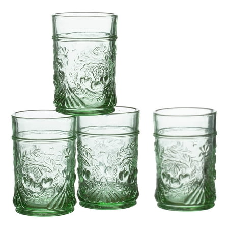 - William Roberts™ Pressed Juice Glasses, Set of 4, Vintage Green