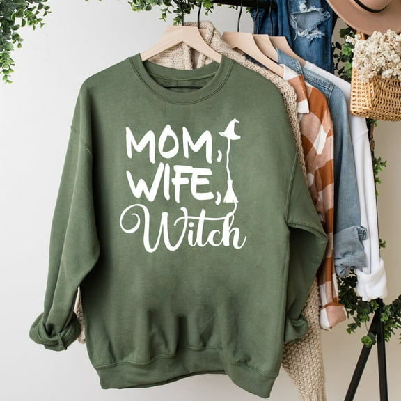 Mom Wife Witch Cursive | Sweatshirt