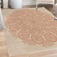 thumbnail image 1 of Oriental Decorative Rug, Abstract Round Mandala Designed with Flower Leaves and Stems Elements, Quality Carpet for Bedroom Dorm and Living Room, 6 Sizes, Almond Salmon, by Ambesonne, 1 of 4