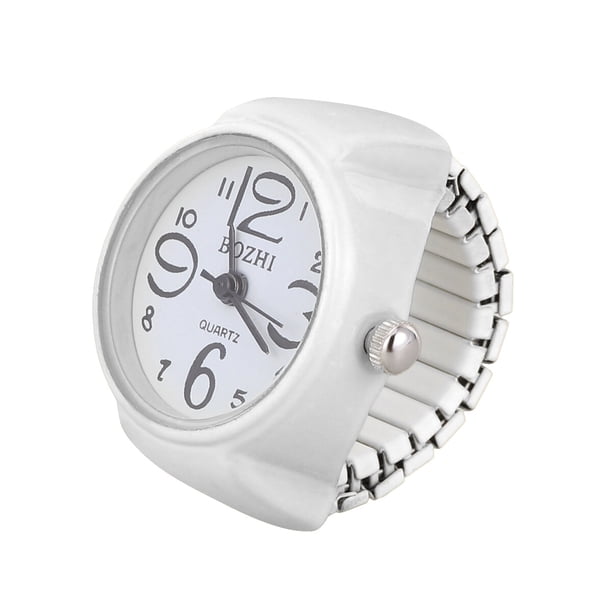 WORGEOUS 1pc personalidad unisex reloj en forma de anillo de dedo moda exquisito anillo de reloj de cuarzo (blanco)