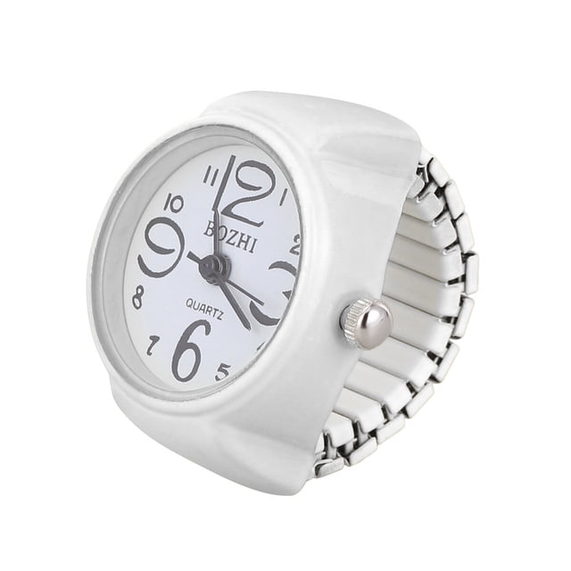WORGEOUS 1pc personalidad unisex reloj en forma de anillo de dedo moda exquisito anillo de reloj de cuarzo (blanco)