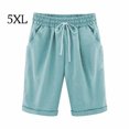 thumbnail image 4 of Qarigey Pantalones cortos Cintura elástica Pantalones cortos sueltos Pantalones Cintura elástica Sueltos Trajes de verano para mujer Prendas para la parte inferior del cuerpo Verde claro 5XL Qarigey AP002089-47, 4 of 5