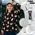 thumbnail image 6 of Uorisanigo Kids Girls Sweatshirt Casual Dog Bone Print Long Sleeve Shirts Tops Oversized Quarter Zip Pullover Sweatshirts Teen Girl School Cropped Pullover Hoodies Fall Fashion, 6 of 7