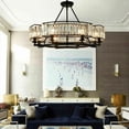 thumbnail image 2 of FINE MAKER Vintage Crystal Chandelier Black 8 Lights Hanging Ceiling Light Fixture E14 Base Home Decor, 2 of 12