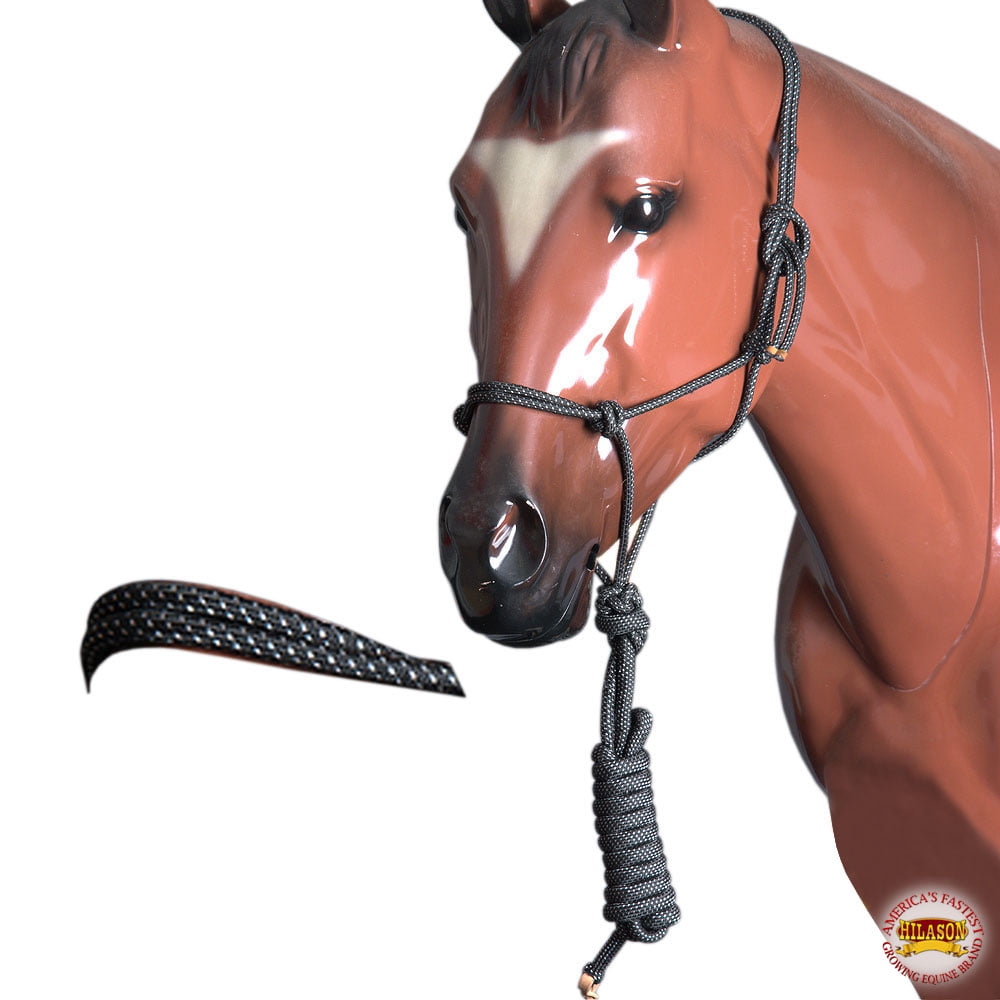 Western Horse Halter Tack Braided Poly Rope Leadglitter Silver Hilason