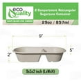thumbnail image 3 of 29oz Disposable Bowls - 2 Compartment Rectangular Compostable Sugarcane Fiber Biodegradable Paper Bowls Eco-Friendly Oblong Take Out Food Containers, Food Storage, Microwave Safe, Meal Prep (150 PACK), 3 of 7