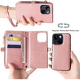 thumbnail image 5 of ANTHOUSE Compatible with iPhone 14 Pro Max Wallet Case, Zipper Case with RFID Blocking Card Holder Slots for Women Men, Magnetic Detachable Leather Cover with Wristlet Strap for iPhone 14 Pro Max, 5 of 13