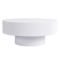 thumbnail image 2 of Kevinplus 31.5 inch Round Coffee Table with Sturdy Base, Modern Drum End Table for Living Room, White, 2 of 9