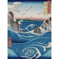 thumbnail image 2 of Hiroshige, Ando 19x24 Black Ornate Wood Framed with Double Matting Museum Art Print Titled - Naruto Whirlpools, Awa Province, 2 of 4