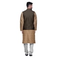 thumbnail image 3 of Atasi Ensemble Kurta Pyjama Imprimé Veste Col Mandarin Chemise Ethnique Traditionnelle, 3 of 5