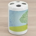 thumbnail image 1 of Nature Ceramic Toothbrush Holder, Interpretation of a Tree on a Hill in Random Strokes, Decorative Versatile Countertop for Bathroom, 4.5" X 2.7", Sky Blue Apple Green, 1 of 4