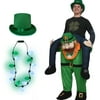 St Patricks Day Carry Me Ride A Leprechaun Costume Shamrock Necklace Hat Set
