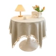 thumbnail image 5 of KGJQ Cotton Linen Tablecloth with Fringed Edges, Washable Solid Color Tablecloth with Tassels, Round Table Cover for Kitchen Dining Room, 5 of 8