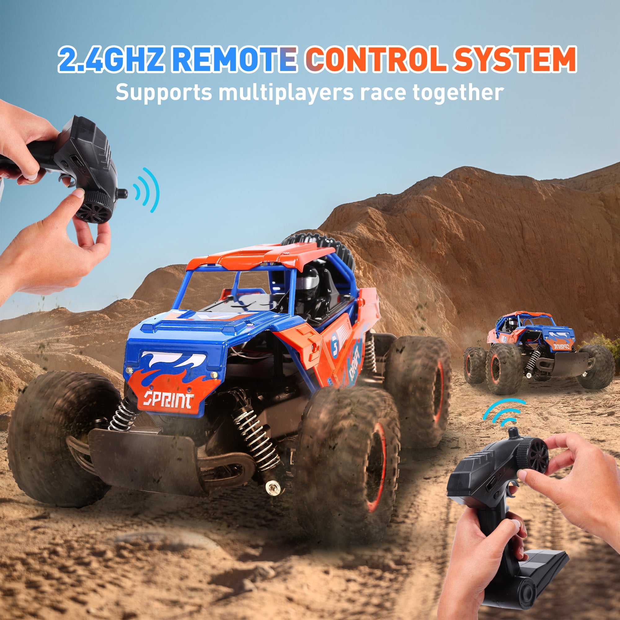 2.4GHz Remote Control Car Toys, RC Car Toys with Light, Indoor Outdoor All Terrain Electric RC Car Toys Gifts for Kids