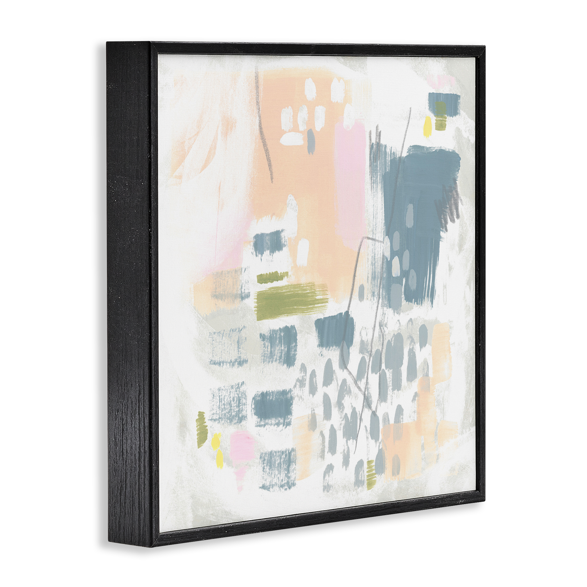Stupell Industries Organic Soft Patterns Abstract Painting Black Framed Art Print Wall Art, 17 x 17