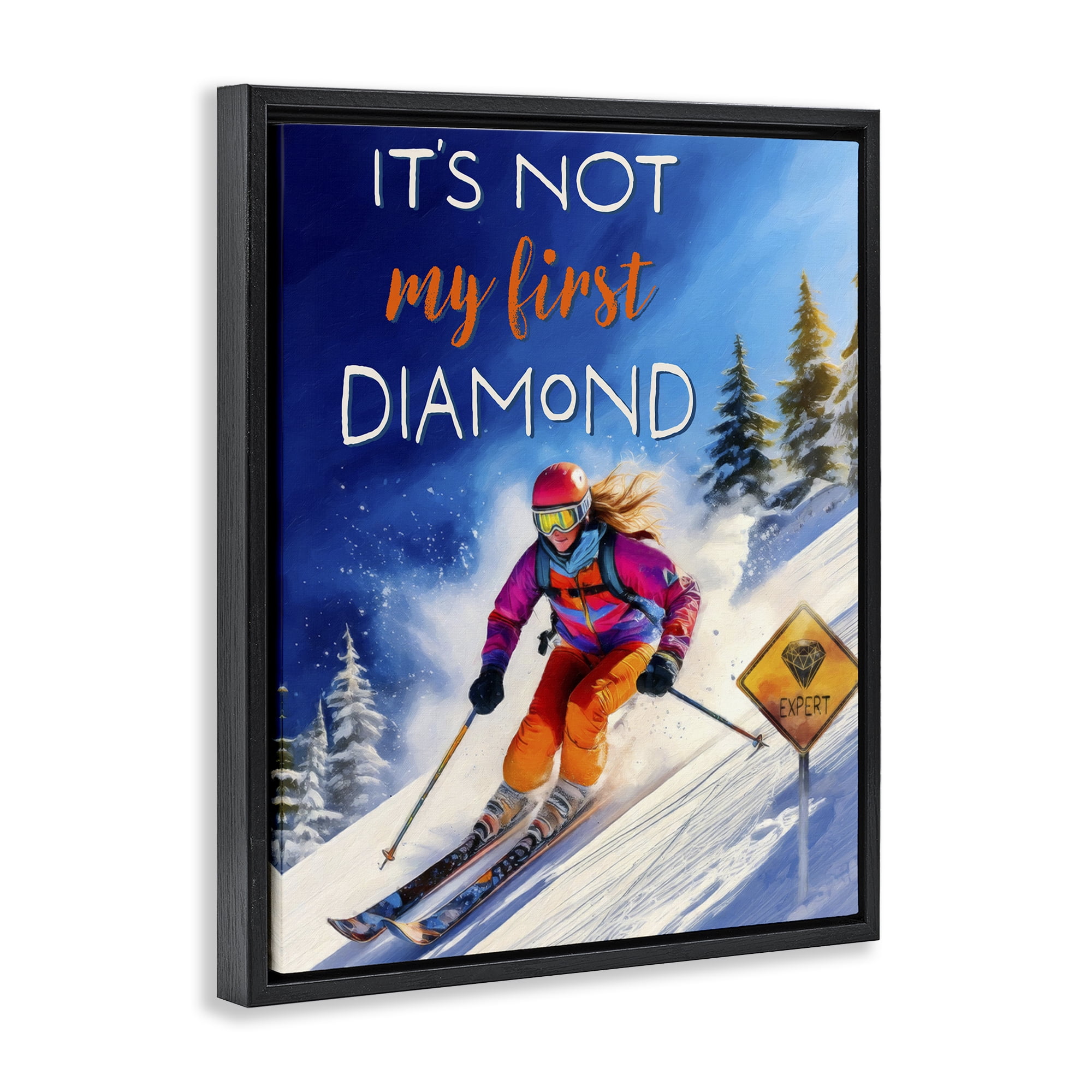 Stupell Industries Not My First Diamond Black Framed Floater Canvas Wall Art, design by Grotto Studios