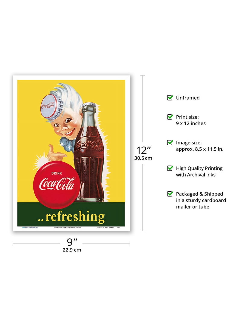 Drink Coca Cola - Refreshing - Vintage Advertising Poster c.1950s