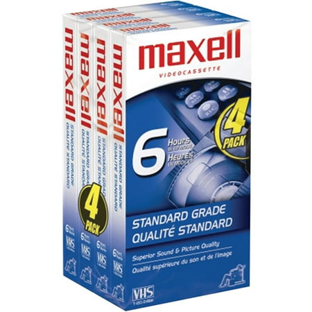 Maxell Standard-Grade VHS Videocassette, Pack of 4