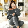 thumbnail image 5 of Women Autumn Winter Two Piece Set Knit Outfit Sweater Jumper Pants Trousers, 5 of 7
