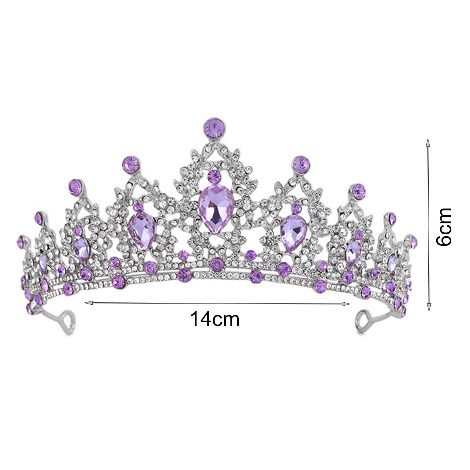 Jiaroswwei Bridal Crown Temperament Shiny Purple Rhinestone Tiaras Crowns Bridal Headband Hairwear Hair Jewelry Ornaments for Party