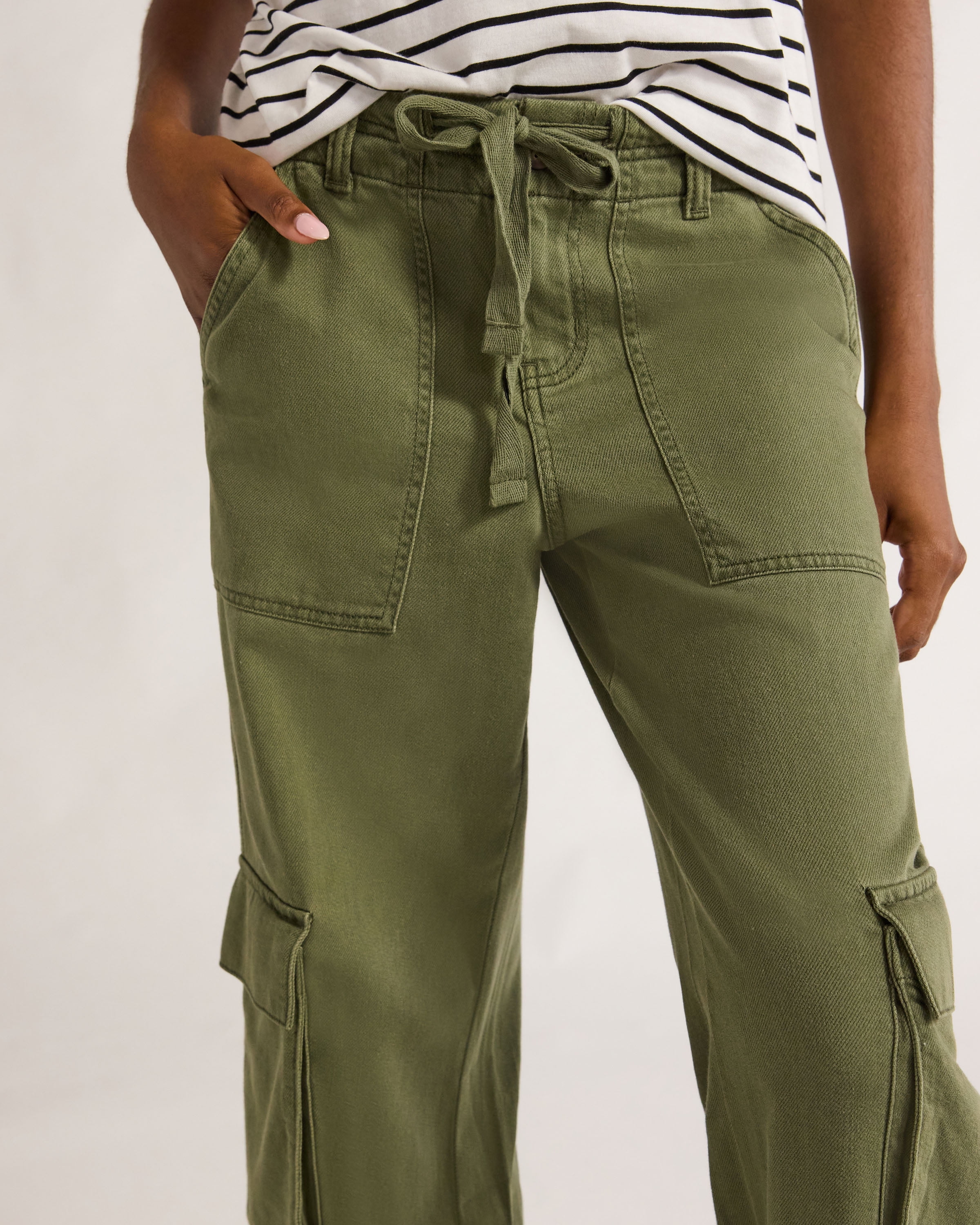 Time and Tru Women's Drawstring Cargo Pants, 29", 31", 33" Inseams, Sizes 2-20