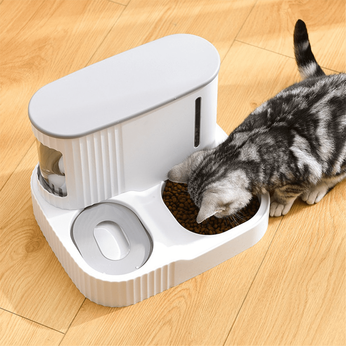 Dog Food Feeder Cat Automatic Feeding Water Bowl Pet Storage Dispenser.
