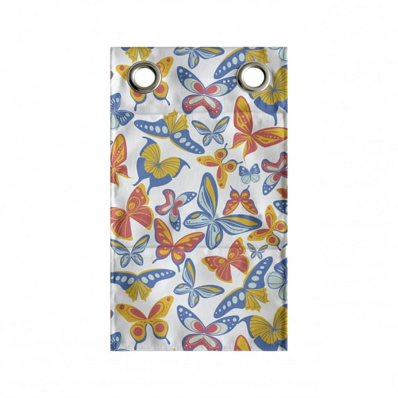 Butterfly Hanging Pocket Organizer, Repetitive Style Spring Insects Flying Creatures on Plain Backdrop, Printed Polyester Storage Bag with Pockets, 9" x 27", Coral Yellow and Blue