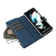 thumbnail image 6 of Dteck Case for Samsung Galaxy Z Fold3 5G,Heavy Duty Leather 15 Card Slots Wallet Zipper Pocket Case Shockproof PC Kickstand Cover with Wrist Strap,Blue, 6 of 9