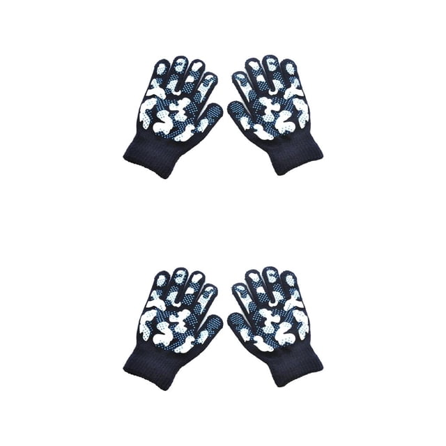 Minnieouse 1 par de guantes de invierno para niños, cubiertas para mantener el calor, cubiertas para los dedos con patrón de camuflaje para usar Azul marino+Camuflaje 2Conjunto