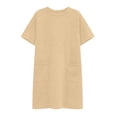thumbnail image 5 of 2026 Summer Womens Plus Size Dress Fashion Casual Solid Short Sleeve Round Neck Bandage Mini Dress with Pockets, 5 of 7